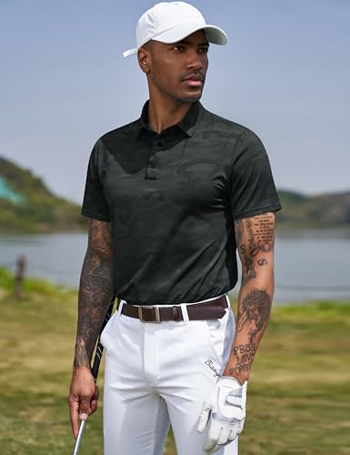 TAPULCO Mens Quick Dry Polo Shirts Camouflage Pattern Performance Athletic Lightweight Breathable Casual Golf Tshirts4