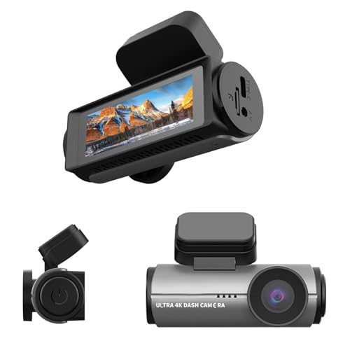 Dashcam 4K/1080P Doble Lente, Cámara Coche con GPS, Wi-Fi y SD 64GB, Vigilancia 24H + G-Sensor, App VII DURE (Google Maps), Grabación en Bucle y Botón Emergencia