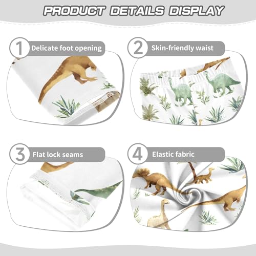 ALAZA Girls' Leggings Children's Yoga Pants Skinny Printed Dance Dinosaur Grass Comfortable 4T2