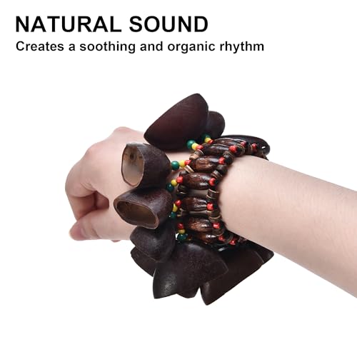 Image of 2 Pcs Cacho Seed Rattle Bracelets, Nature Sound African Nut Seed Shell Wrist Shaker Dance Anklets Bell