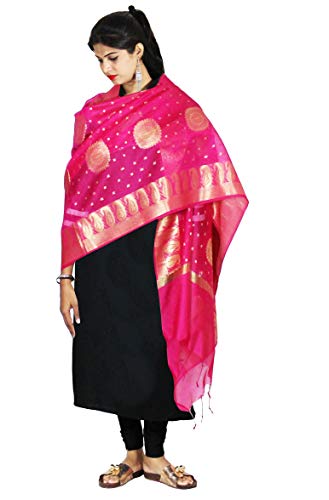 Banarasi Dupatta Chanderi Zari Work Stole Hijab Neck Wrap Chunni Shawl For Her3