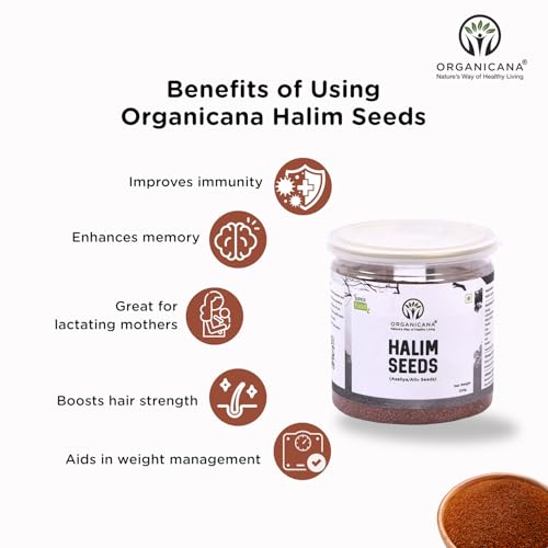 Image of Organicana Halim Seeds 500gm (Pack of 2) 250gm each Garden Cress | Asaliya Seeds | Halim Seeds For Eating | Asalia | Non GMO High in Fibre & Omega 3 | Immunity Booster Superfood Aliv Seeds - Jar Pack