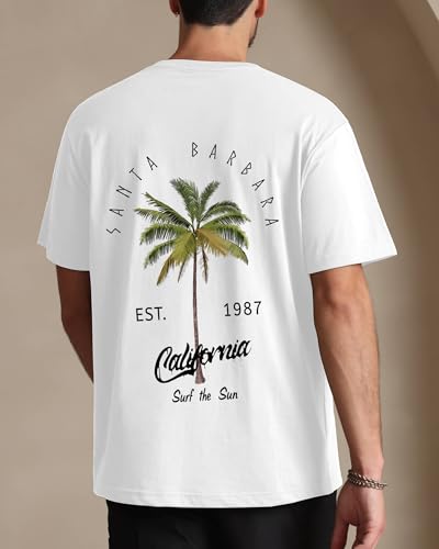 Mens Graphic T-Shirts Short Sleeve Palm Tree Print Summer Top Crewneck Cotton Casual California Tees for Men4