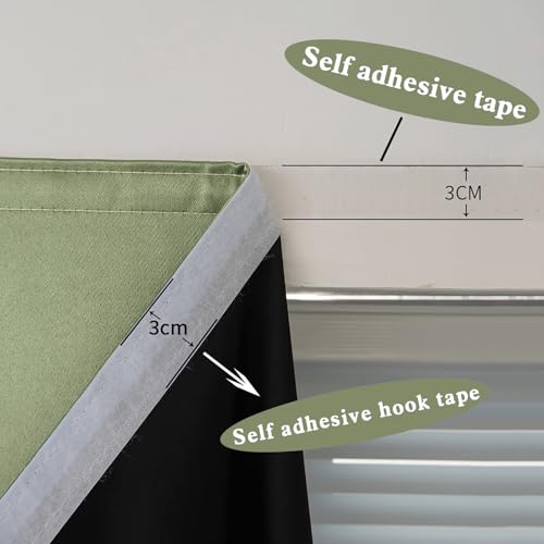 AJAZZ 100% Window Blinds Blackout Portable Blackout Curtains Adhesive Curtains for Living Room No Drilling (Sage Green, 47" W x 72" L 1 Panel) by AJAZZ - Image 6