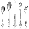 40 Pieces Retro Royal Silverware Set for 8 Stainless Steel Flatware Set Dishwasher Safe Dinnerware Set Including Forks Spoons and Knives Vintage Cutlery Set for Wedding Party and Christmas