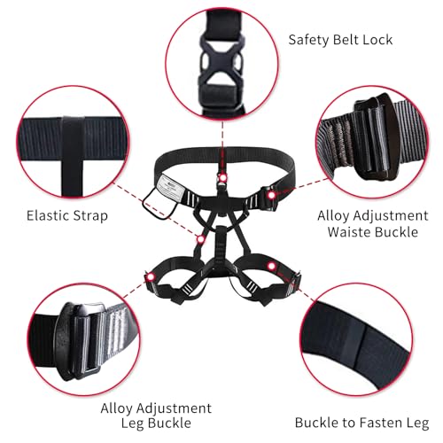 Image of NewDoar Climbing Harness, Mountaineering Rock Climbing Harness, Half Body Harness for Rappelling Fire Rescuing Tree Climbing