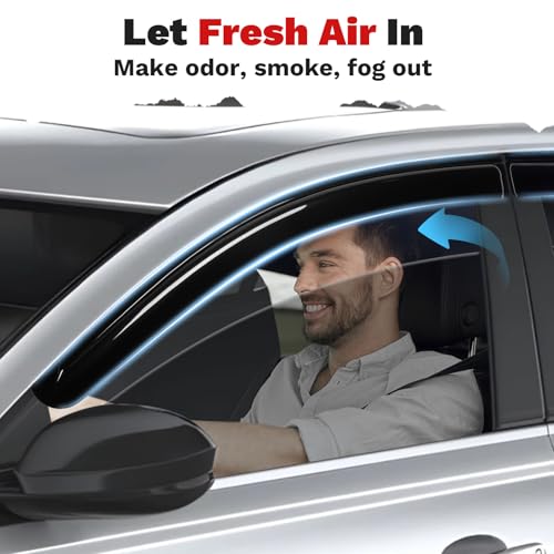 Image of Canvcle Altima Rain Guards - Window Visors for 2019-2025 2026 Nissan Altima, Outside-Mount Tape-On Side Window Wind Deflectors for Altima Accessories,Vent Visors Shades Rainproof Black 4PCS
