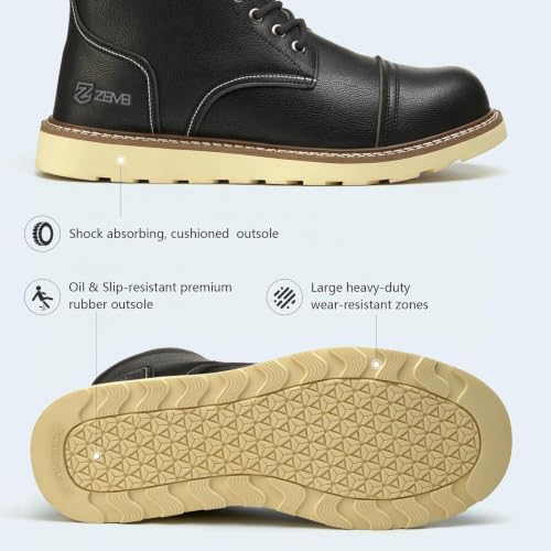 Image of Steel Toe Boots for Men, Slip Resistant for Construction Work