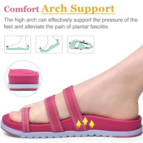Image of KuaiLu Womens Slides Sandals With Arch Support Comfort Plantar Fasciitis