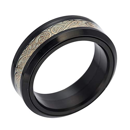 Image of HIJONES Unisex Carbide Fiber Celtic Dragon Spinner Ring Stainless Steel Wedding Spins Band