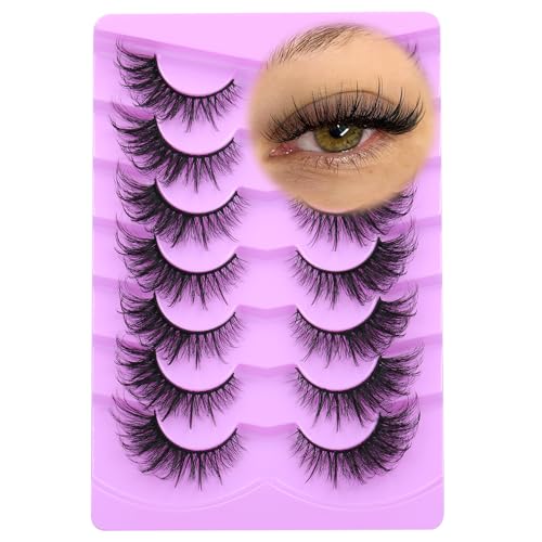False Eyelashes Fairy Cat Eye Lashes Mink Fox Eye Lashes Wispy Dramatic Eyelashes 20mm Fake Lashes 7 Pairs Pack by ALICE