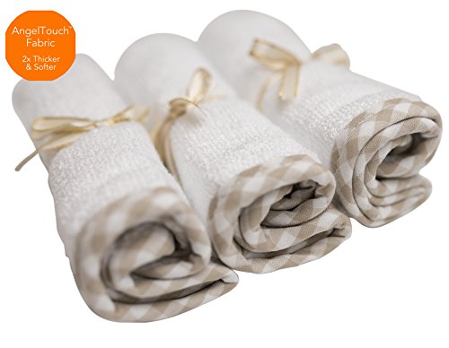 Image of Channing & Yates Organic Baby Washcloth Set Premium Boutique- (6 Pack Wash Cloth) - Softest Face Towels or Washcloths for Eczema - Child or Adult Essentials for Bath (Beige /White)