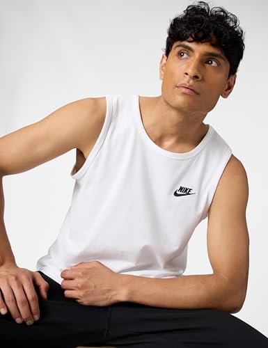 Nike M NSW Club - Tank Tank Top, Hombre, White/Black, 3XL