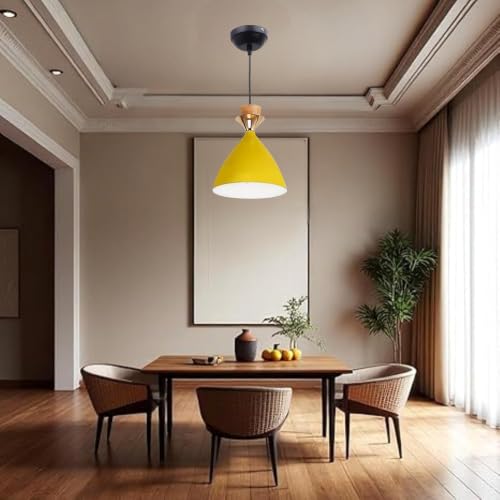Image of Modern Yellow Dome Hanging Pendant Light for Ceiling, Aluminium, Antique Decor, E-27 Holder, (Bulb is not Included) Pack of 3