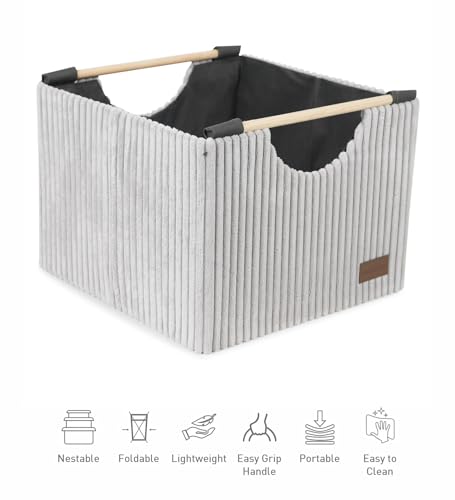 Image of OBSESSIONS Compact and Durable Foldable Laundry Basket ? Maximize Space with a Multi-Storage Design, Easy to Use and Travel-Friendly, Stone Color,Dimensions (W)32 x (L)33 x (H)25 cm