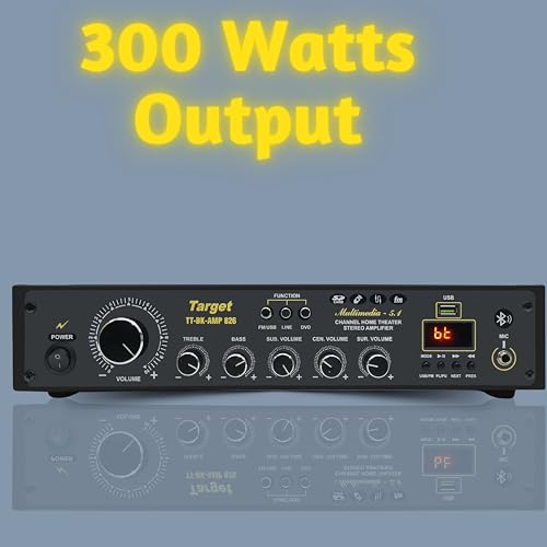 Image of TARGET TT-BK-AMP 826 Amplifier RMS 300 Watts 5.1 Channel Surround Six Tracks Stereo Amplifer Usb, Bluetooth, Av, MIC