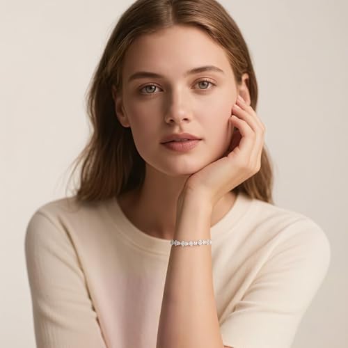 Iefil Tennis Bracelets for Women - 925 Sterling Silver Birthstone Tennis Bracelet, Anniversary Birthday Gifts, Birthstone Jewelry for Women Wife Mom Daughter4