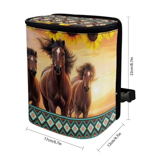 Image of Brown Horse Car Trash Can with Lid,Hanging Leak Proof Garbage Bin for Back Seat,Universal Fit Most Vehicle Truck Interior Accessory