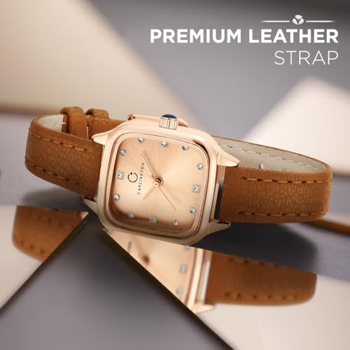 Image of Carlington Aura Series Analog Women Wrist Watches with Premium Leather Belt Strap | Premium Fashion Watches for Ladies | CT - 201