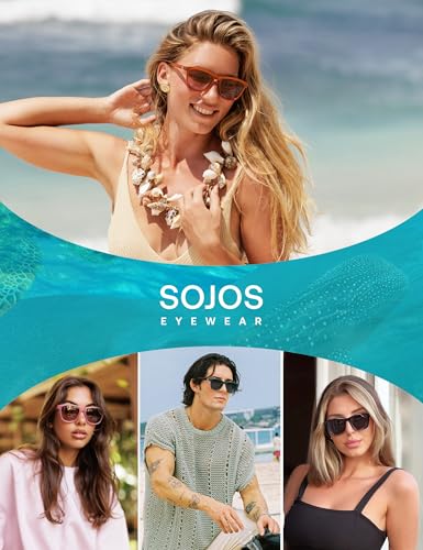 Image of SOJOS Polarized Retro Large Rectangular Sunglasses BALEEN | UV400 Polarized Lightweight Durable Unisex Whale Tail Design