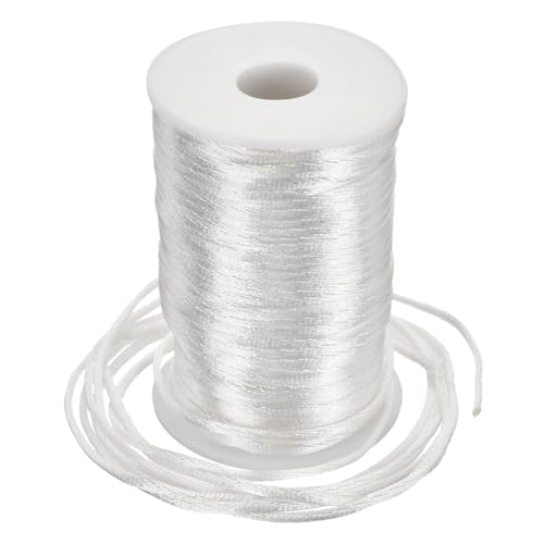 Rebower Nylon Satin Cord 3mm, 55 Yard Nylon String for Bracelet Braided Thread [for Jewelry Making Necklace Chinese Knot Craft] - White