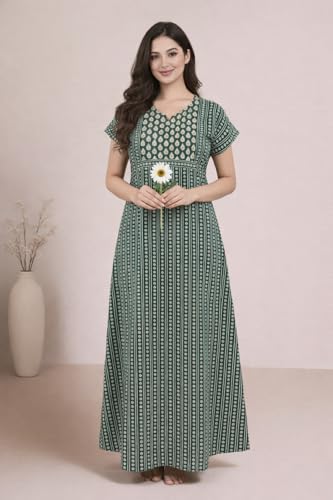 Image of Bahumaan Pure Cotton Nighty for Woman | Maxi Nighty for Women Cotton | Night Gown for Women with Pocket, Ideal for Loungewear