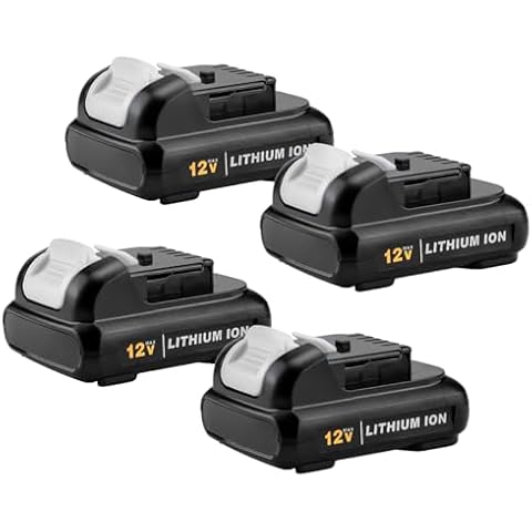 Bakipante 4Pack 4.0ah 12V Battery DCB120 Replacement for Dewalt 12V Max Lithium Battery DCB124 DCB121 DCB123 DCB127 DCB122 Compatible with Dewalt 12V Tools, (White) Cover