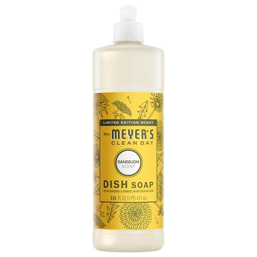 MRS. MEYER'S CLEAN DAY Liquid Dish Soap, Dandelion Scent, 16 Fl Oz Bottle