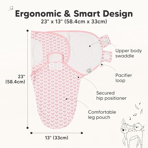 Image of 3-Pack Organic Baby Swaddle Sleep Sacks - Swaddles for Newborns, Infant 3-6 Months, Baby Girls, Boys, Soft & Snug Newborn Sleep Sack, Nursery Swaddling Blankets (Blossom, L)