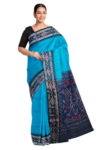 Image of COTTONSILK & KHANDUAPATA Odisha Sambalpuri Handloom Ikat Women Cotton Saree, Odisha Handloom Handmade Pure Cotton Khandua Saree, Ikkat Orissa Traditional Handloom Saree Without Blouse 430
