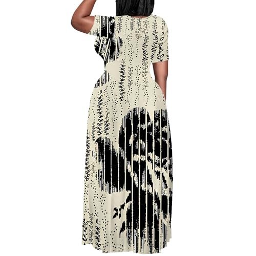 Image of PinkPatty Plus Size Maxi Dress for Women Summer Casual Short Sleeve Tshirt Dresses with Pockets (XL-6XL)