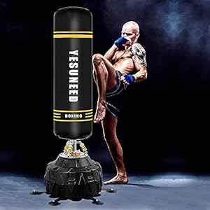 Freestanding Punching Bag 71"-260lb Heavy Boxing Bag with 24 Suction Cup Base-Stand Kickboxing Bag for Gym Home Office (Black, 71")