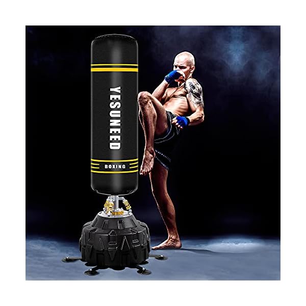 Freestanding-Punching-Bag-71-260lb-Heavy-Boxing-Bag-with-24-Suction-Cup-Base-Stand-Kickboxing-Bag-for-Gym-Home-Office Freestanding Punching Bag 71"-260lb Heavy Boxing Bag with 24 Suction Cup Base-Stand Kickboxing Bag for Gym Home Office (Black, 71")