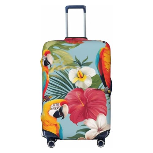 Tropical Plants And Parrots Print Luggage Suitcase Covers Elastic Washable Luggage Protector Luggage Covers For Suitcase