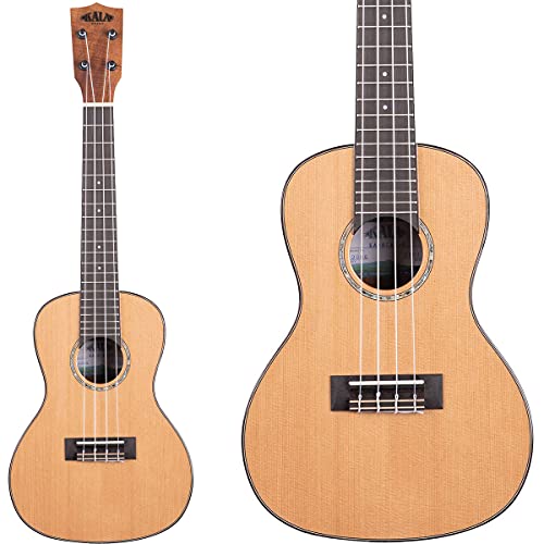 Kala KA-SCAC-C-BAG – Solid Cedar Top Acacia, Ukulélé Concert, livré avec housse - Les Beatles, Paul McCartney, John Lennon, RIngo Starr, George Harrison Kala KA-SCAC-C-BAG - Solid Cedar Top Acacia, Ukulélé Concert, livré avec housse