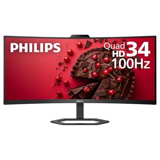 PHILIPS 34E1C5600HE 34" UltraWide QHD 21:9 Monitor with Built-in Windows Hello Webcam & Noise Canceling Mic, USB-C Docking, Stereo Speakers, 100Hz, 4-Year Advance Replacement