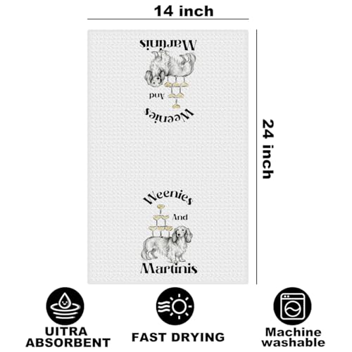 Image of Hanamiya Na Funny Dachshund Kitchen Towels with Wine Bottle Stopper 24x14 Inch, Dachshund Gifts Reusable Dish Towels for Kitchen Bars Decor, Wine Gift Weiner Dog Gifts for Women Men 3