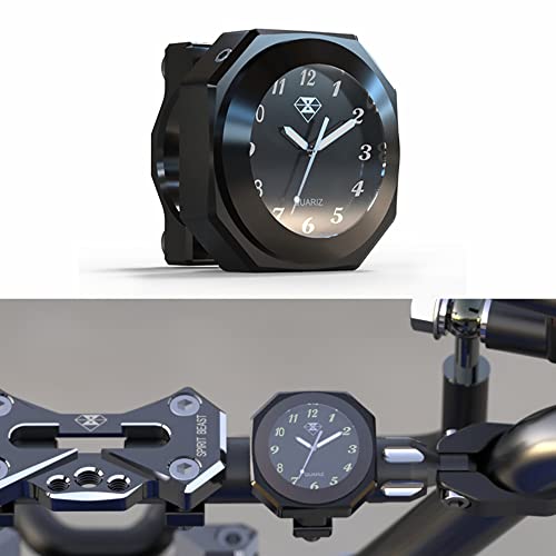 TOTMOX Horloge de Guidon de Moto, Horloge de étanche Pratique, Horloge décorative étanche Compatible avec Ya-ma-ha Kawa-saki Su-zuki, Noir