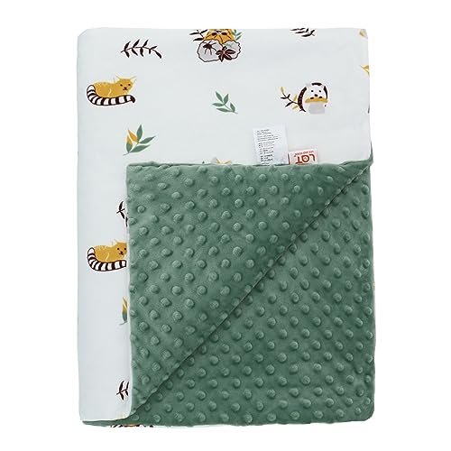 LAT Mantas para Bebés Invierno con Minky 75x100cm - Manta de Cochecito Bebé Manta de Peluche Manta Bebe para Recien Nacido Niñas Niños (Animal)
