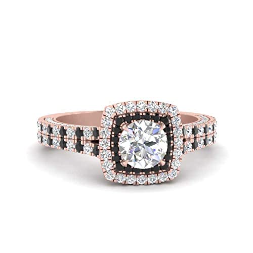 Image of 55Carat Choose Your Gemstone Double Band Square Halo Diamond CZ Ring 18K Rose Gold Plated Round Shape Halo Engagement Rings Everyday Jewelry Wedding Jewelry Handmade Gifts for Wife US Size 4 to 12