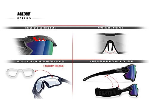 Bertoni Lunettes Cyclisme Vélo Running MTB Ski Sport Mod. Quasar - Image 6