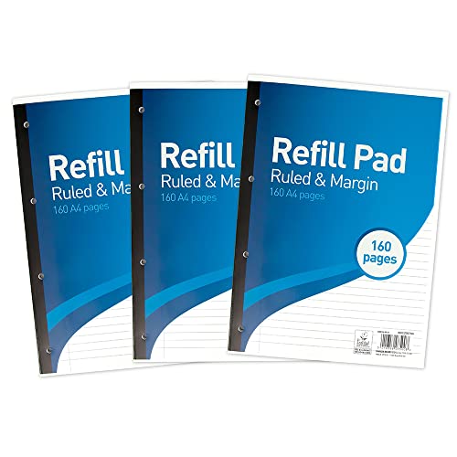 Papel rayado A4 SUMMIT recambio de 160 páginas con margen de 8 mm pack de 3 blocs