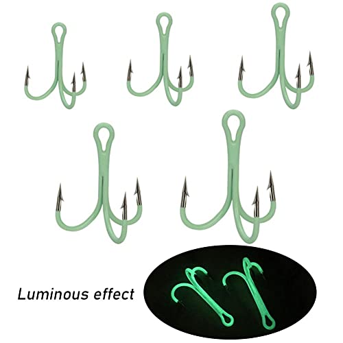 SXSHUN 50 Stück Drillinge Haken, Treble Angelhaken, Kohlenstoffstahl Angelhaken, Drillinge Angelhaken Set, Angel Haken… – Bild 6