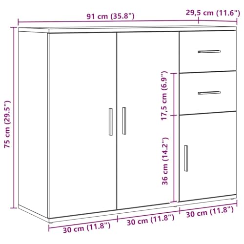 vidaXL Sideboard Cupboard Cabinet - Artisan Oak Engineered Wood/Stable & Durable/Ample Storage/Modern Furniture - Image 3