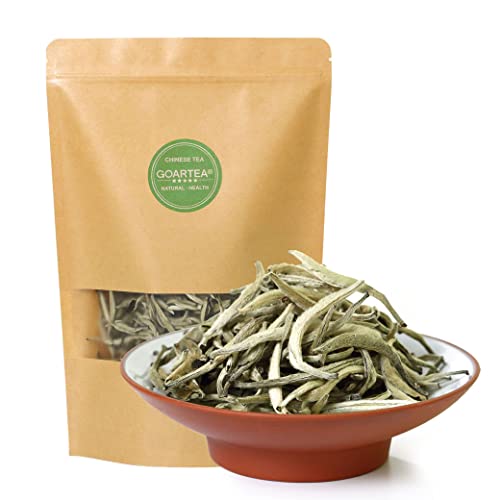 GOARTEA 250g (8.8 Oz) Premium Silver Needle White Tea Té Blanco Baihao Yinzhen Chinese White Tea Baihaoyinzhen Té Blanco Loose Leaf