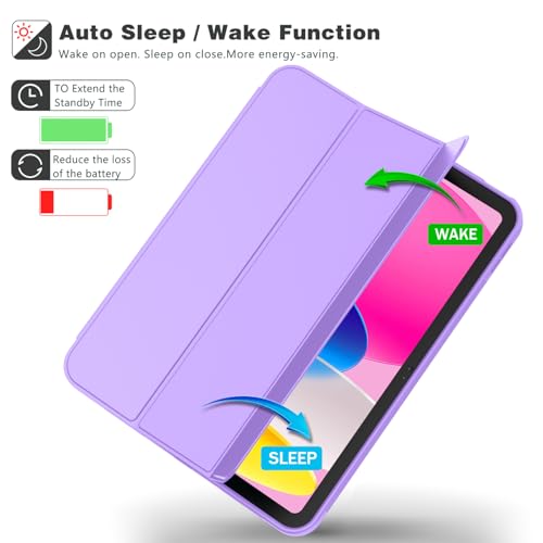 Image of ToaPoia Case for iPad (A16) 11 Inch 2025 /iPad 10th Generation 10.9 Inch 2022, Slim Trifold Stand Protective Cover with Pencil Holder and Soft TPU Back,Support Auto Sleep /Wake (Violet)