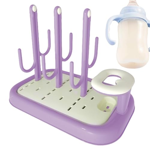 Niesel Estante de secado de biberones para bebés, soporte desmontable para secadora de biberones, escurridor de botellas en forma de cactus, estante de secado de encimera, estación de secado de