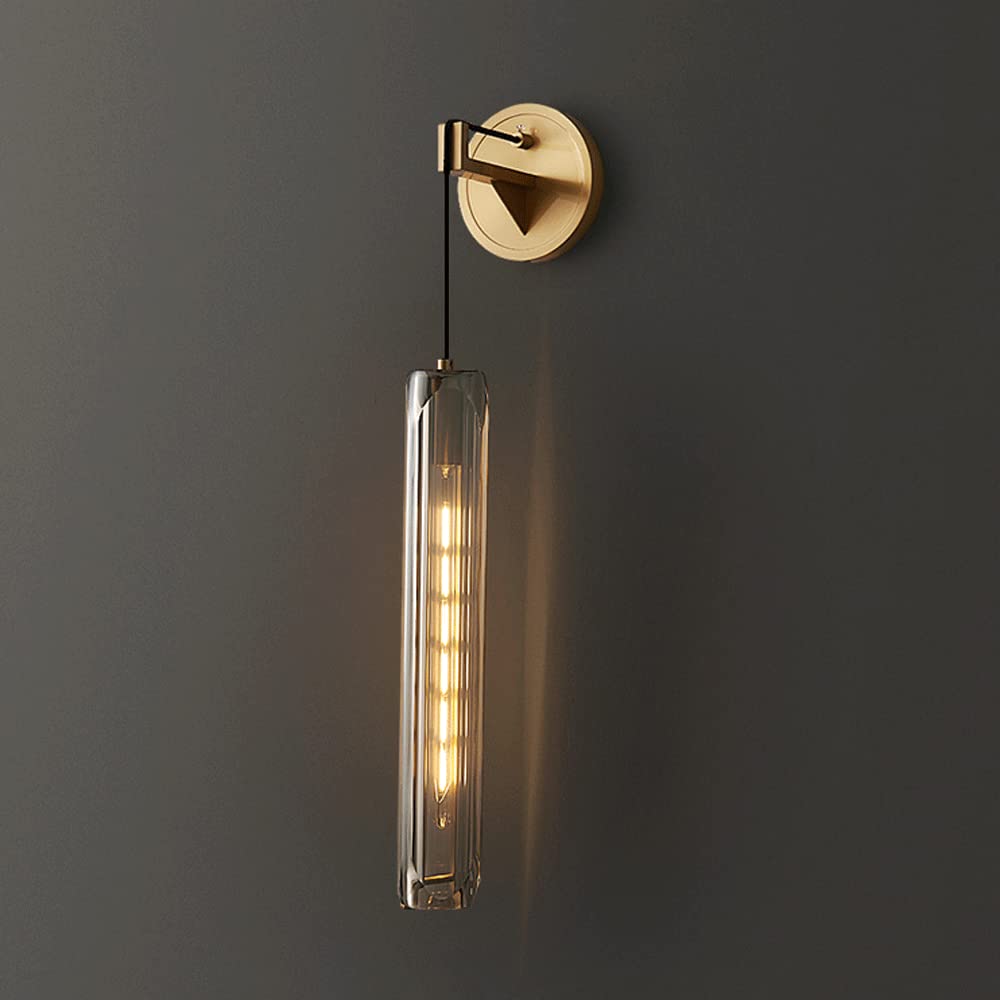 Elksdut Copper Crystal Wall Sconce Modern Light Luxury Bedroom Bedside Wall Lamps Nordic Living Room Entrance Hallway Wall Lights Hotel Creative Decoration Wall Mount Sconce Fixture