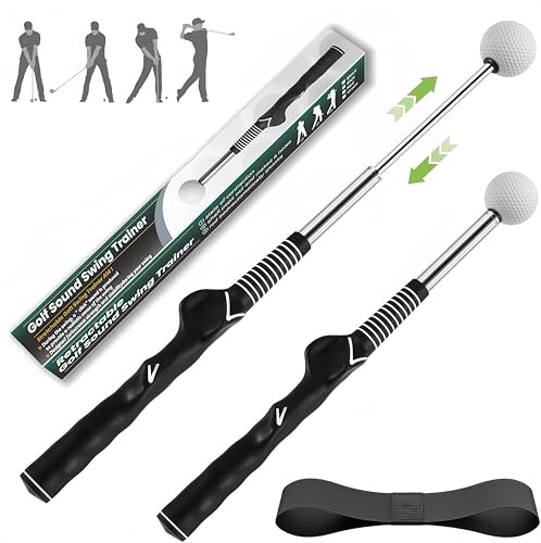 IEKEODI Retractable Golf Swing Trainer with Arm Band Click Stick Golf Trainer, Right-Handed Training...