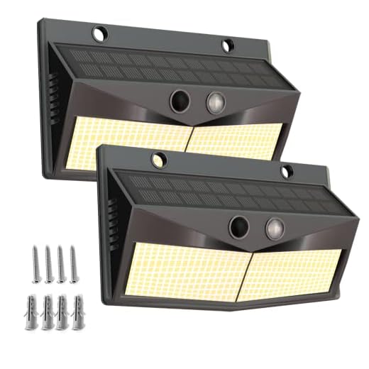 Happy Item pack de 2 luces solares led exterior jardin 248 LEDS | Luz solar exterior | Aplique pared exterior |